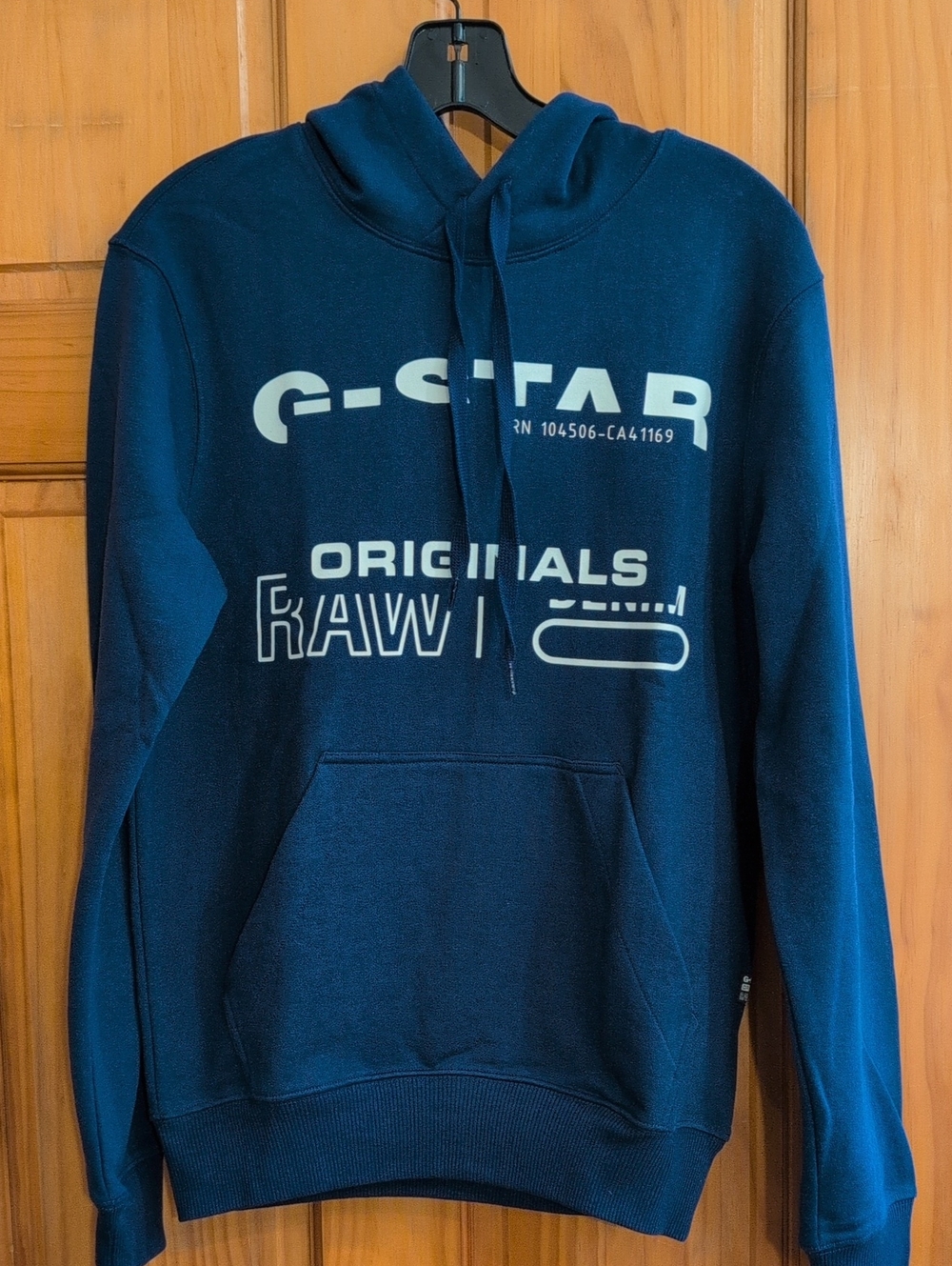 G-Star Navy Pullover Hoodie with White Logo